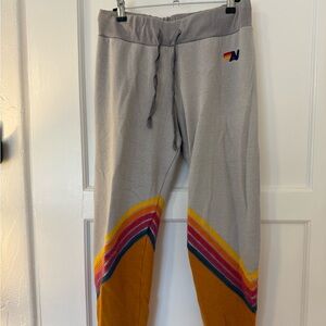 Aviator Nation Gray sweatpants with Chevron stripes